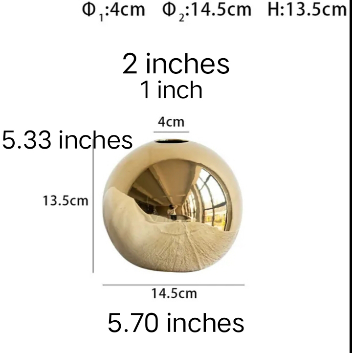 Dome Of Gold Ceramic Trio Vase Set With Flowers - Image 8