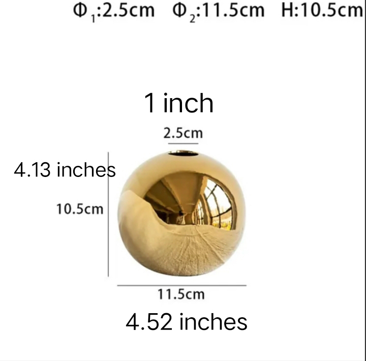 Dome Of Gold Ceramic Trio Vase Set With Flowers - Image 7