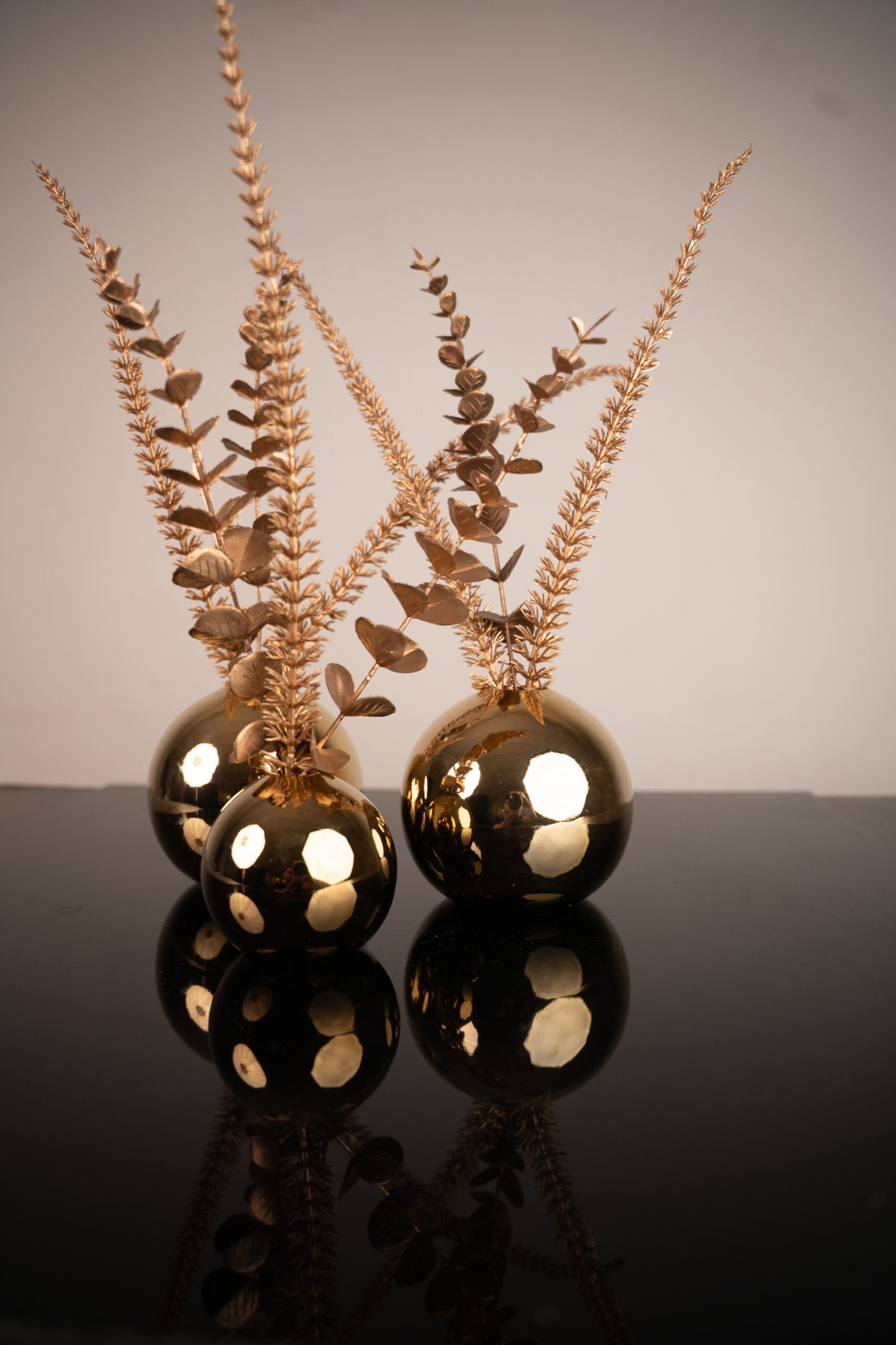 Dome Of Gold Ceramic Trio Set With Flowers - Image 8