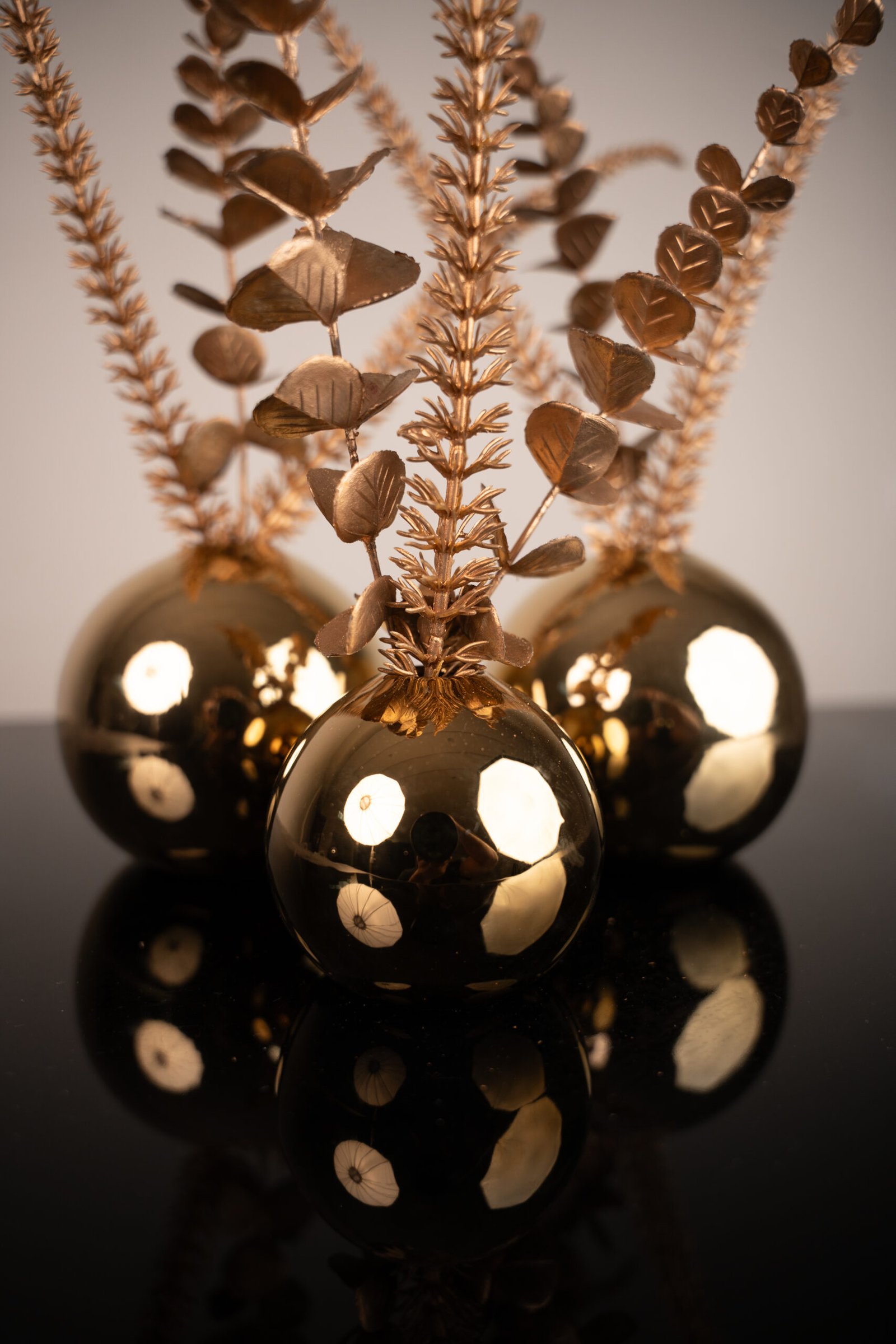 Dome Of Gold Ceramic Trio Set With Flowers - Image 3