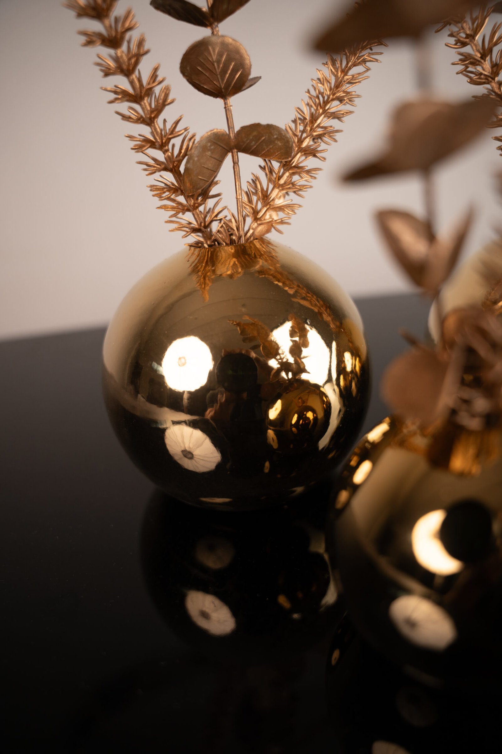 Dome Of Gold Ceramic Trio Set With Flowers - Image 4