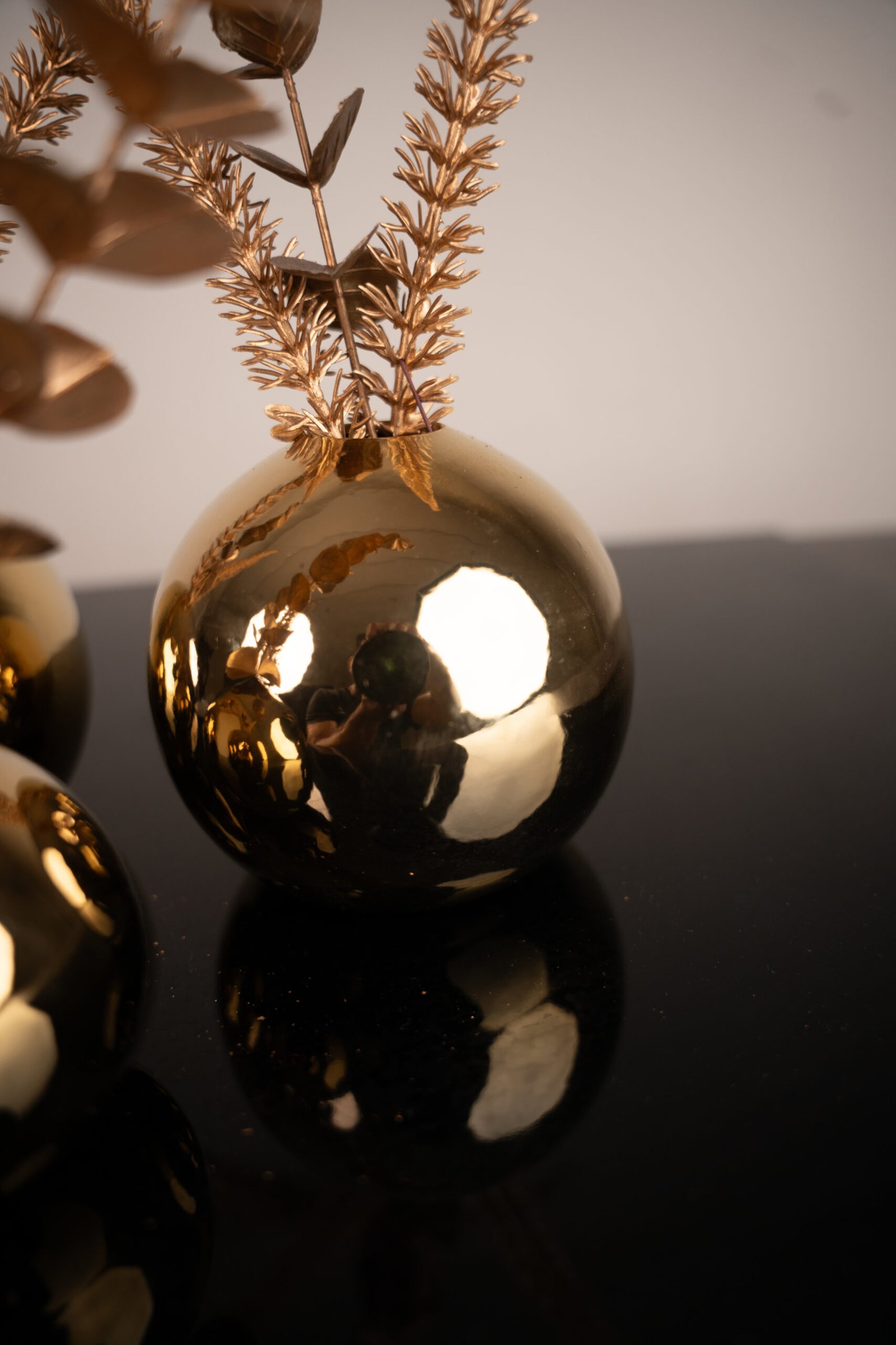 Dome Of Gold Ceramic Trio Set With Flowers - Image 5