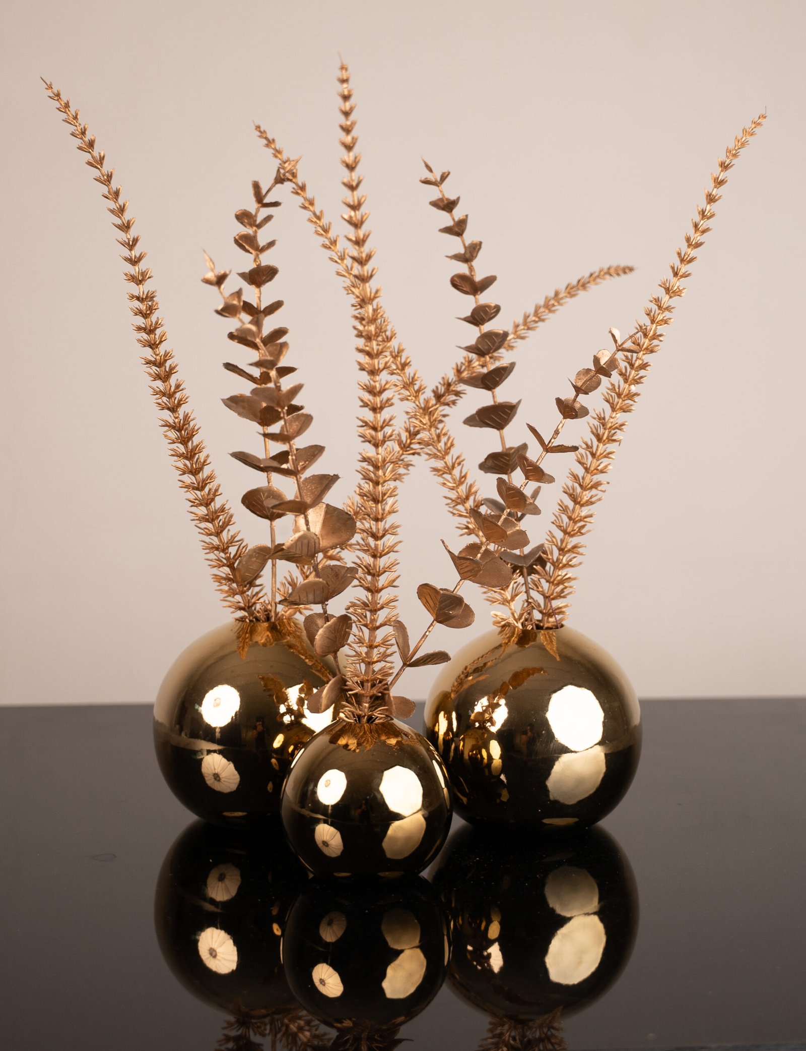 Dome Of Gold Ceramic Trio Set With Flowers