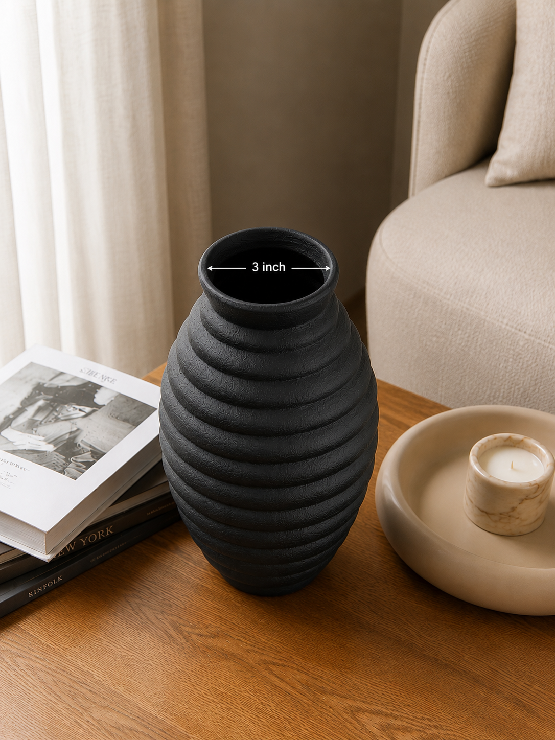 Black Waves Ceramic Vase - Image 3